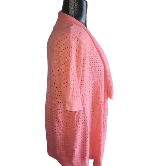 Faded Glory Pink Knit Open-Front Short Sleeve Waterfall Cardigan 1X - Picture 3 of 6